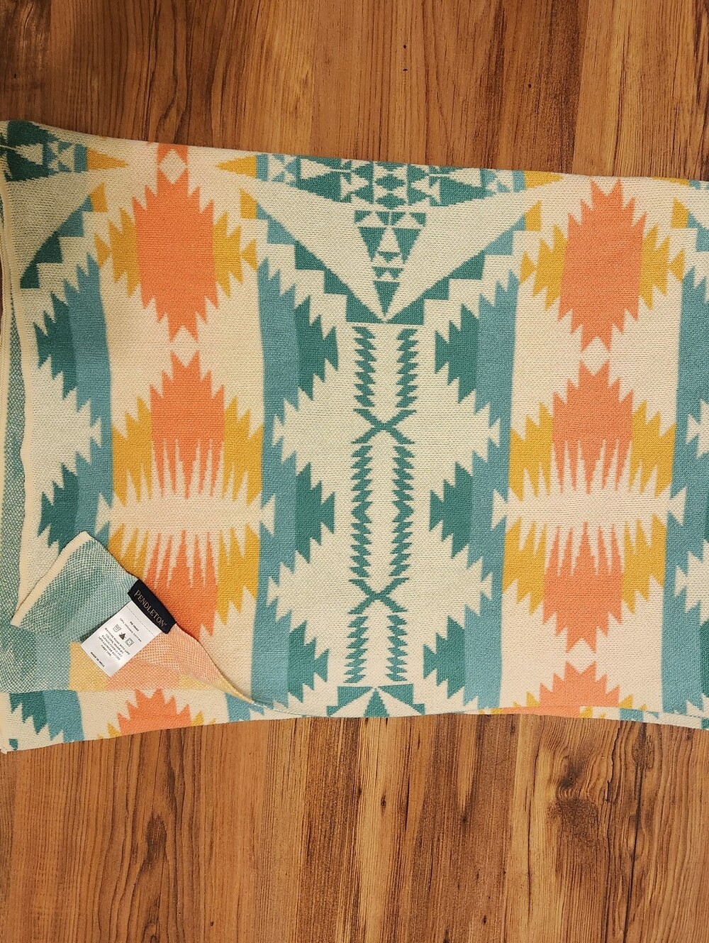 Pendleton Multicolor Geometric Knit Baby Blanket Organic Cotton